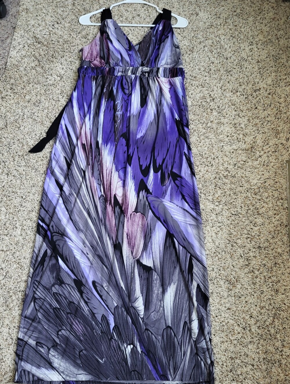 Carole Little Purple Floral-Print V-Neck Maxi Dress